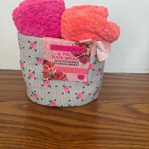 Betsey Johnson Plush Hair Wrap Set in Hot Pink & Coral READ